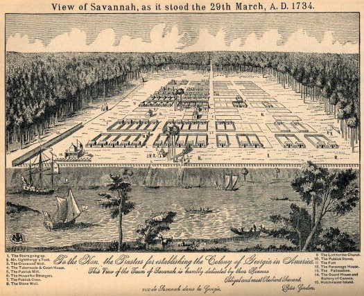 Oglethorpe's Plan for Savannah. Click for larger view.