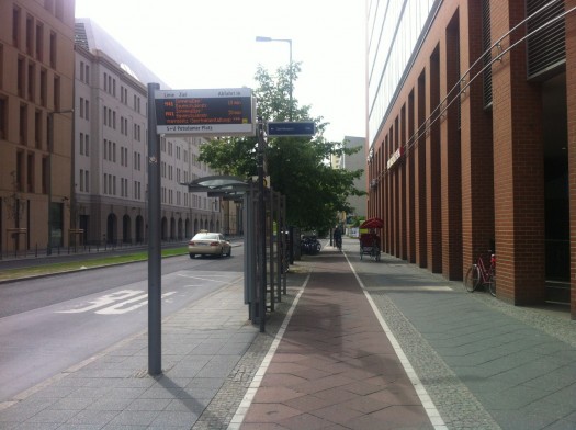 With typical German precision, red tiled cycle lanes mark out an extensive cycling network. And just so the cyclists behave themselves and stay off the pedestrian portion of the sidewalk, notice the bumpy little pavers on each side of the red lane!
