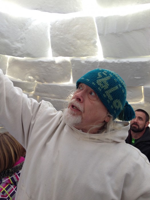 Igloo builder, Fred Ford, talks construction methods at the WAG.