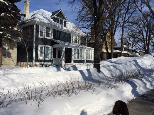 Two houses take advantage of not having snouts, and build a double-wide toboggan run.