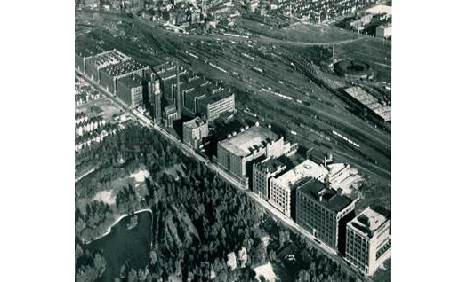 Your grandfather’s industrial park: Birds-eye View of the Central Manufacturing District from CMD Magazine 1959.