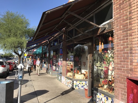 A cacophony of retail offerings are readily visible thanks to clear glazing on this storefront.