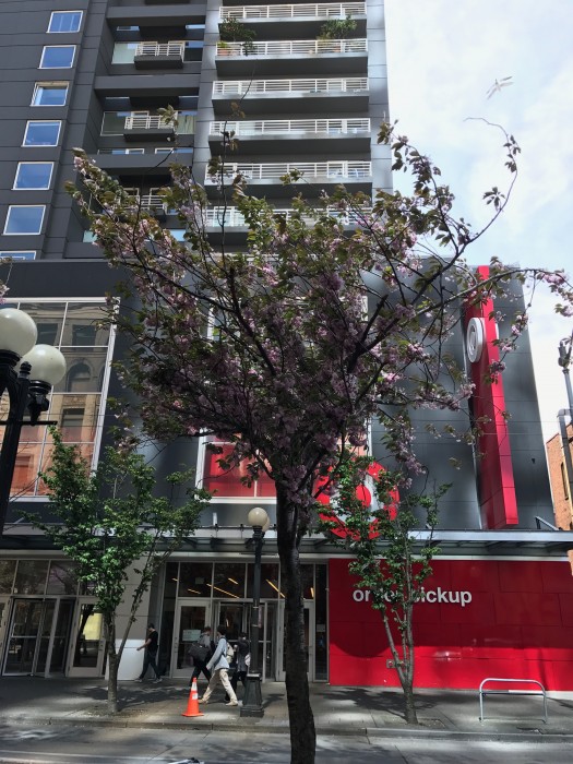 Mixed-use Target spotted, with almost walking speed signage.