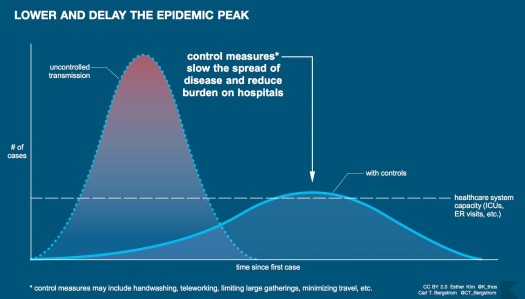 Graphic originally produced by the Centers for Disease Control and Prevention and adapted by many organizations and individuals, with this one modified by Esther Kim and Carl T. Bergstrom.